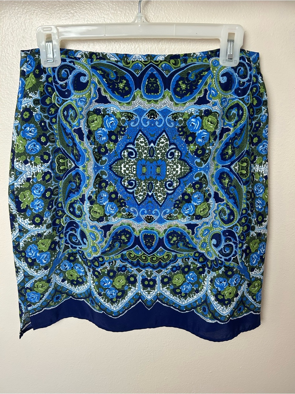 Wanted Vintage Blue and Green Paisley Floral Skirt